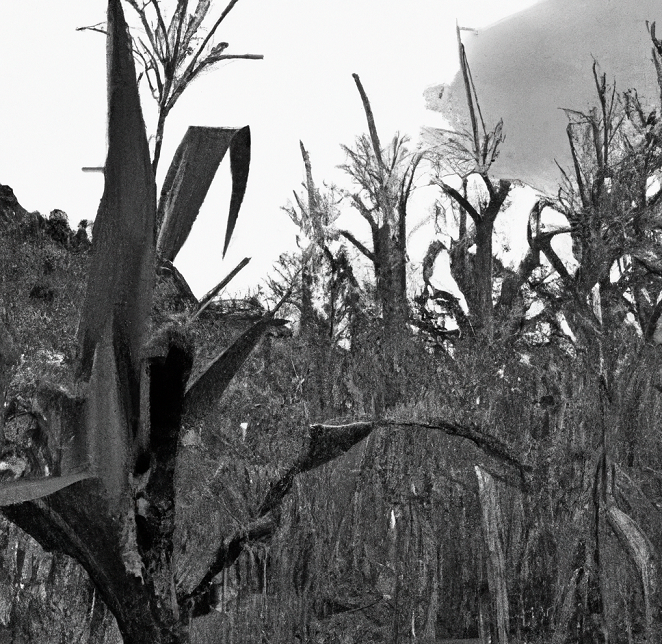 black and white photo of maize growing